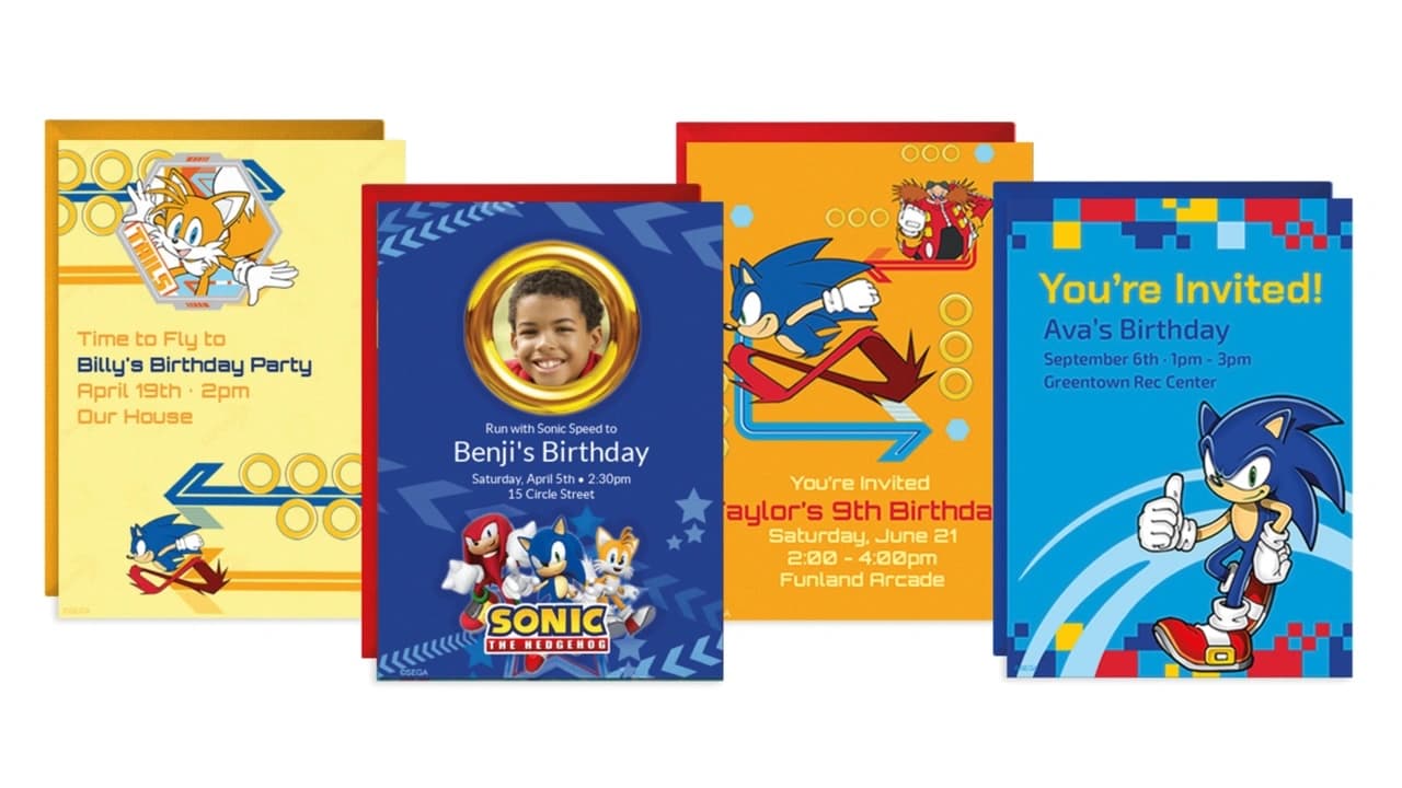 Sonic the Hedgehog themed digital invitations
