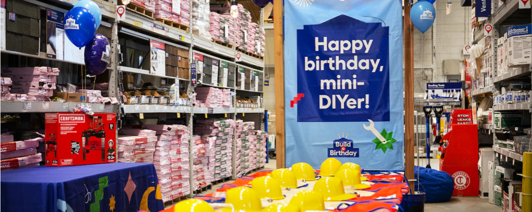 Lowe's in-store birthday party display
